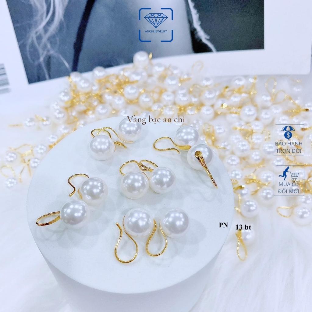 Bông tai hạt trai chuôi 10k có giấy của tiệm vàng, trang sức Anchi jewelry