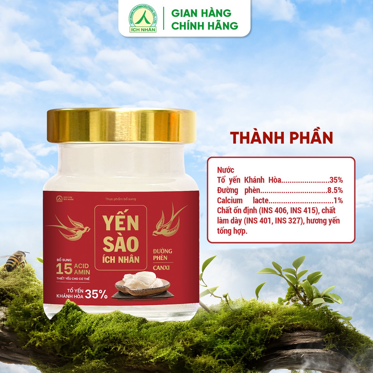 Yến Sào Ích Nhân Đường Phèn Canxi Lọ 70ml bồi bổ sức khỏe, giúp xương chắc khỏe, tăng cường miễn dịch