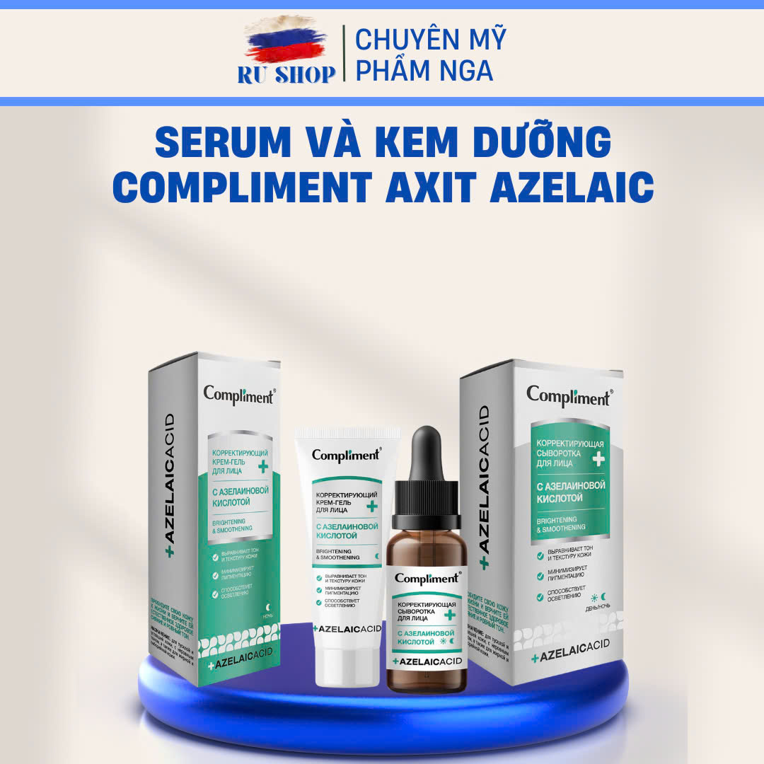 Serum và Kem dưỡng Compliment Axit Azelaic cho da dầu nhờn, xỉn màu 27ml