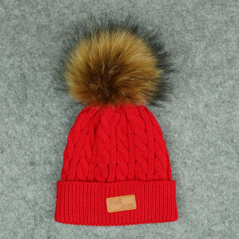 2018 Mới Thời Trang Trẻ Em Mùa Đông Nón Cho Bé Trẻ Em Gái Chắc Chắn Dệt Kim Beanies Mũ Lưỡi Trai Bóng Tóc Dày Dặn Cho Bé Bé Trai Bé Gái Mùa Đông mũ Ấm Áp