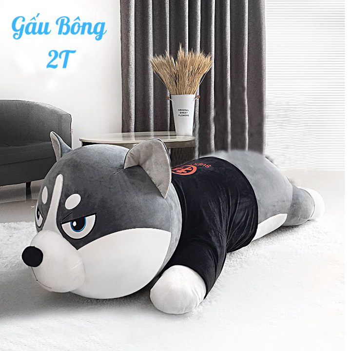 Gấu Bông Chó Husky Ngộ Nghĩnh-Gấu Bông 2T Cao Cấp- Thú Nhồi Bông Với Vải Nhung Co Giãn, Đàn Hồi Lót Bông Gòn Cao Cấp Mềm Mịn