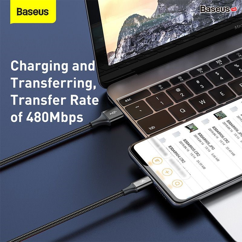 Cáp Sạc 3 Đầu Siêu Bền Baseus Rapid Series 3-in-1 USB to Type C/ IP/ Micro - hàng chính hãng