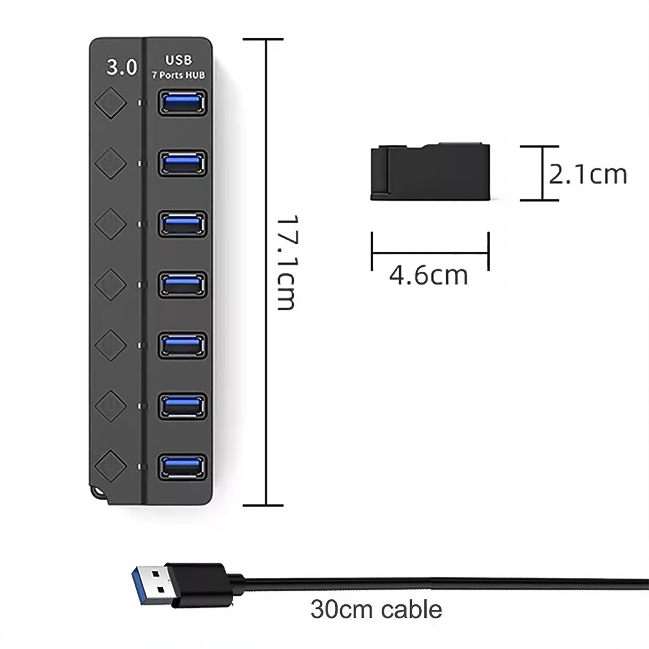 Hub chia cổng usb 3.0 cao cấp - Bộ chia 4 cổng usb 1 ra 7 tốc độ 5Gbps có đèn led dành cho laptop, PC - hàng chính hãng Vinetteam