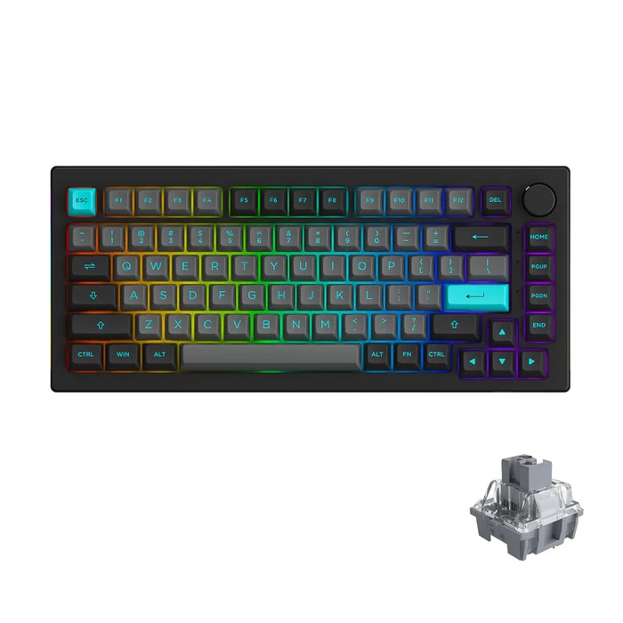 Bàn phím máy tính AKKO 5075B Plus Black & Cyan_Mới, hàng chính hãng