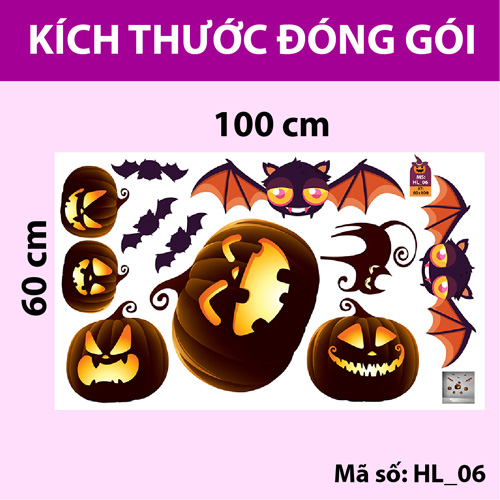 DECAL TRANG TRÍ HALLOWEEN COMBO SỐ 8