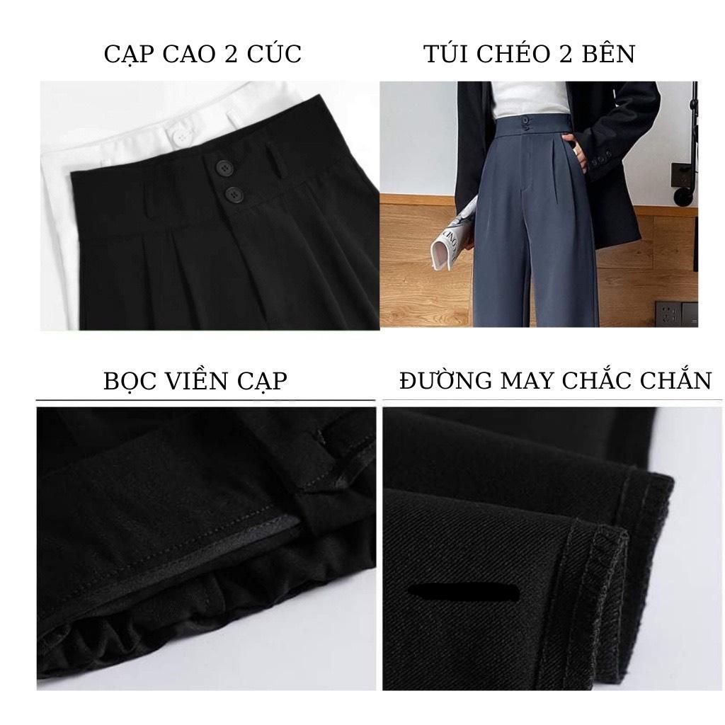 Quần ống suông đen trắng dài 100cm chất liệu cotton cạp cao, bản to diêu che bụng hack dáng