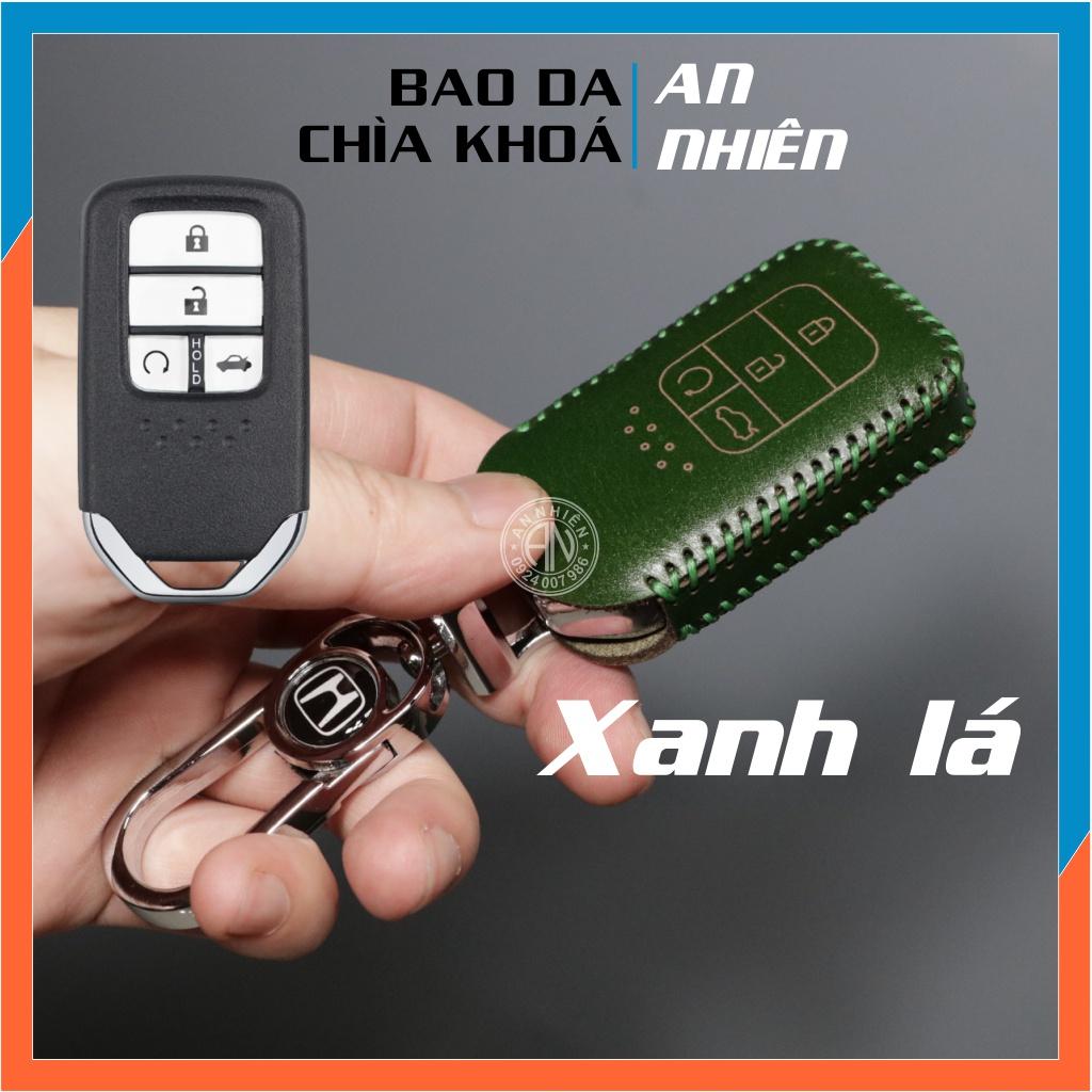 Bao da dành cho móc khoá bọc ốp chìa khoá xe ô tô City RS, Civic, Accord, da bò, nhiều màu khâu thủ công