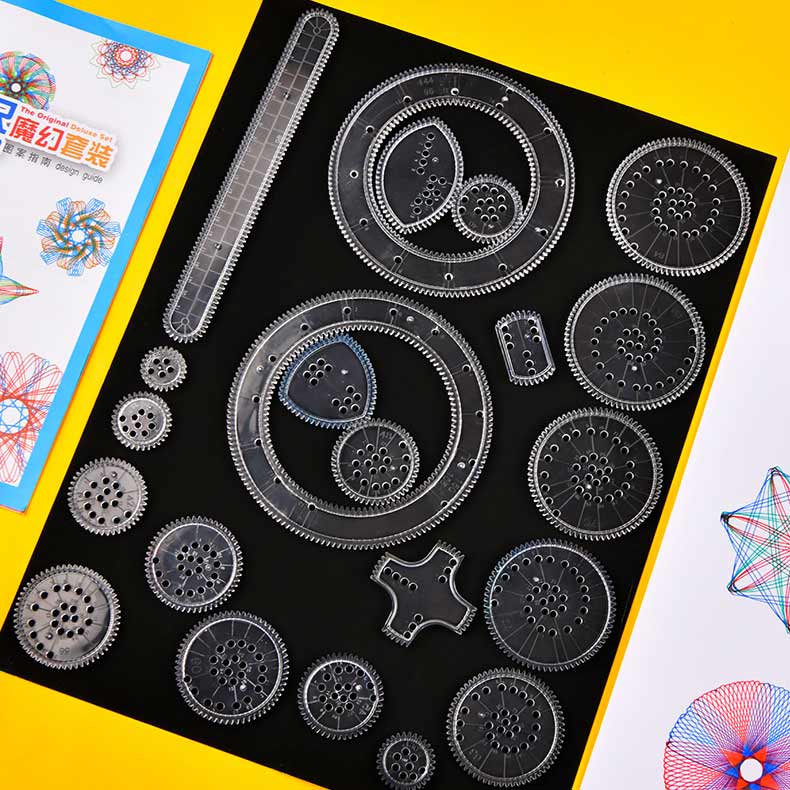 QUÀ TẶNG CHO NỮ BỘ THƯỚC VẼ HỌA TIẾT - THƯỚC VẼ SÁNG TẠO (SPIROGRAPH)