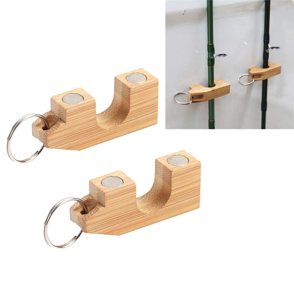 2Pcs Wooden Fly Fishing Rod Holder Magnetic Rod Guard Rod Transport System