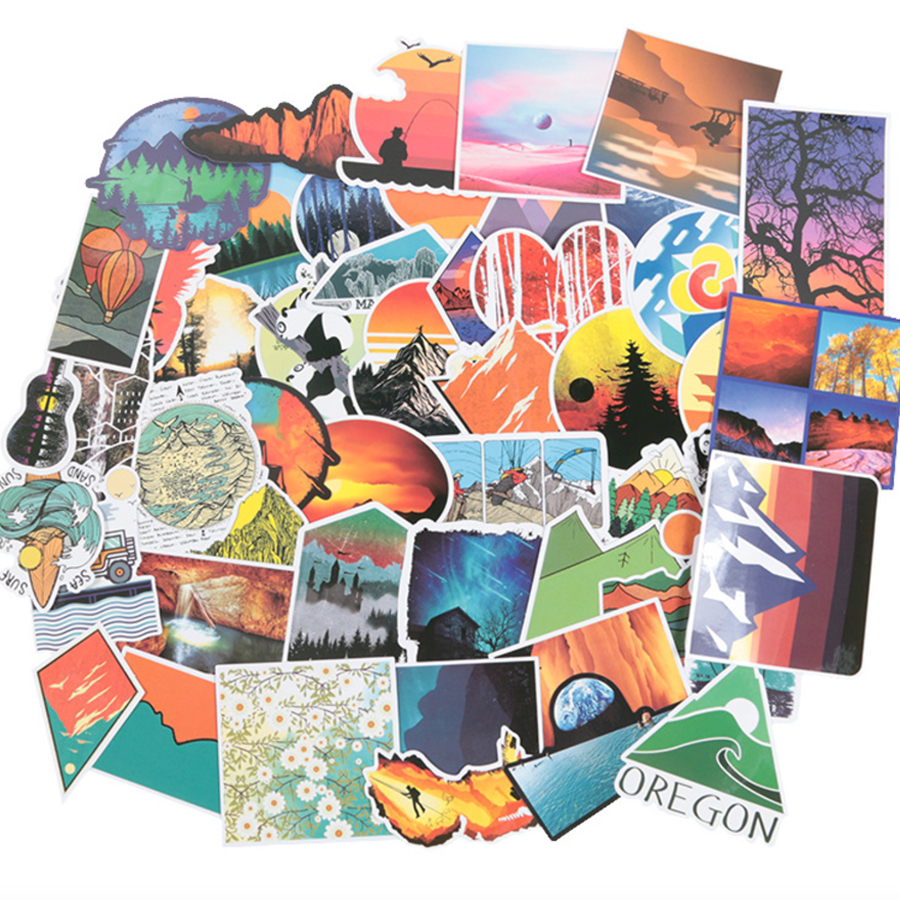 Set 50 Sticker chủ đề du lịch Travel Word dán Điện thoại, Laptop, Vali, Mũ bảo hiểm, Xe máy