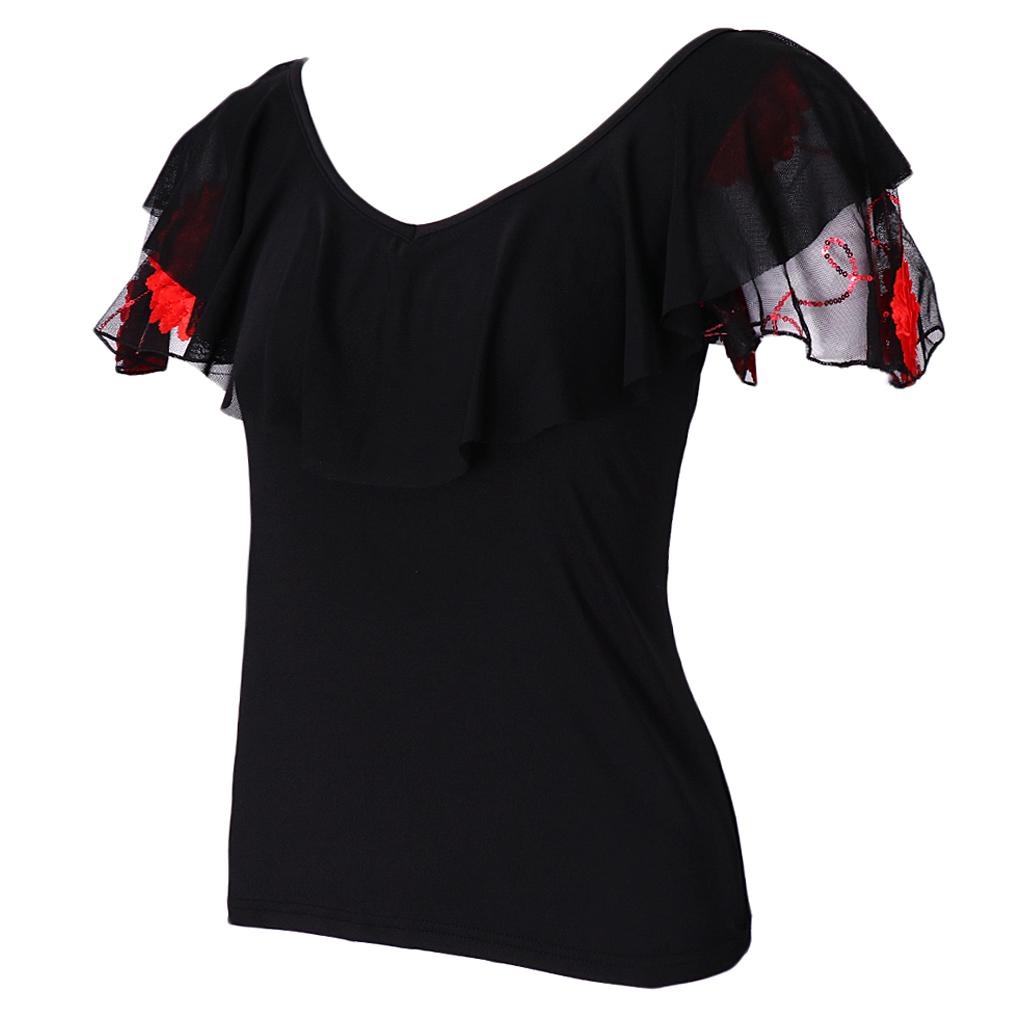 Ballroom Flamenco Latin Salsa Dance Blouse Tops Stage Dancewear Costumes