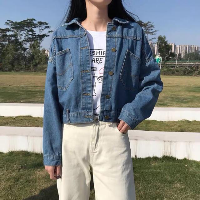 Khoác kaki jacket croptop jeans kaki dày đẹp- hình thật chính chủ