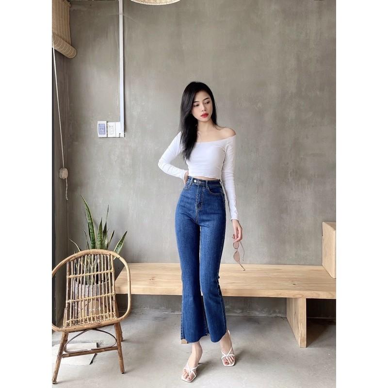 Quần jeans ống loe co giãn cạp cao size 26/30