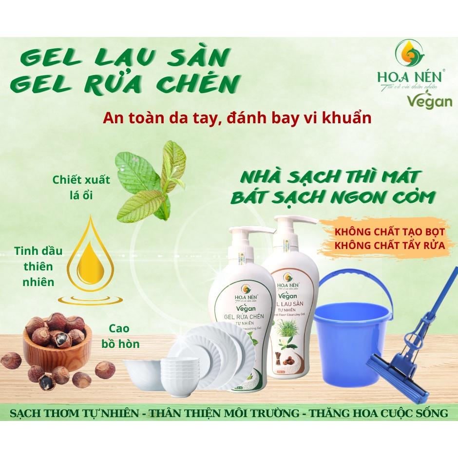 Gel rửa chén thiên nhiên Hoa Nén 550ml - vegan - bảo vệ da tay, không hoá chất bảo quản