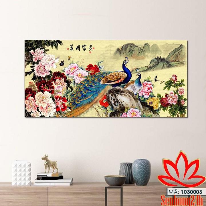 Bộ tranh treo tường phong thủy trang trí nội thất đẹp và giá rẻ nhất thị trường ĐL 43 chim công ý nghĩa