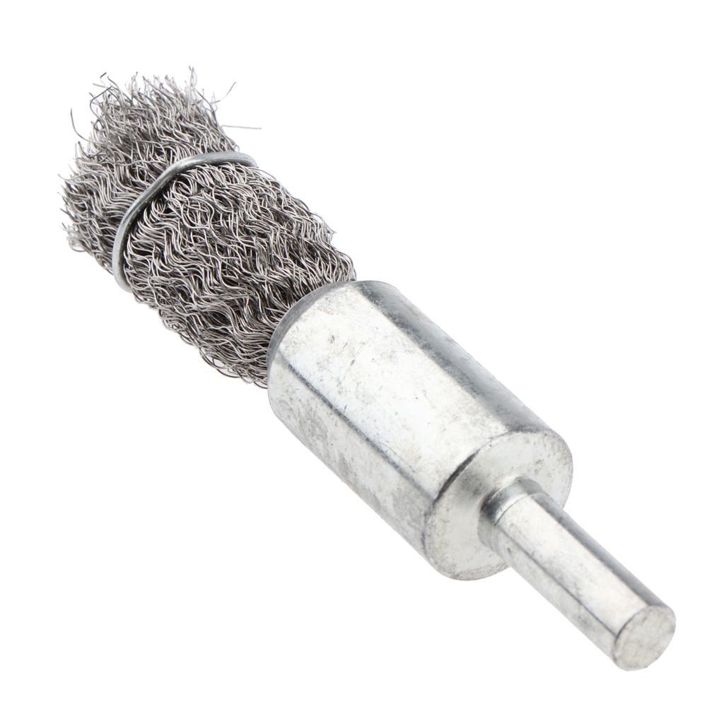 2 Piece Stainless Steel Pen Shape Crimped Wire Brush 6mm Shank 6 x 16mm 0.15