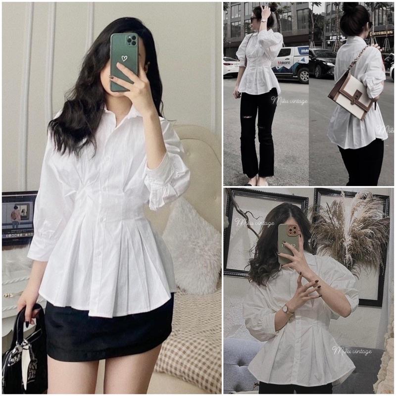 ÁO SƠ MI CHIẾT EO TÔN DÁNG ÁO SƠ MI TRẮNG KHÔNG NHĂN