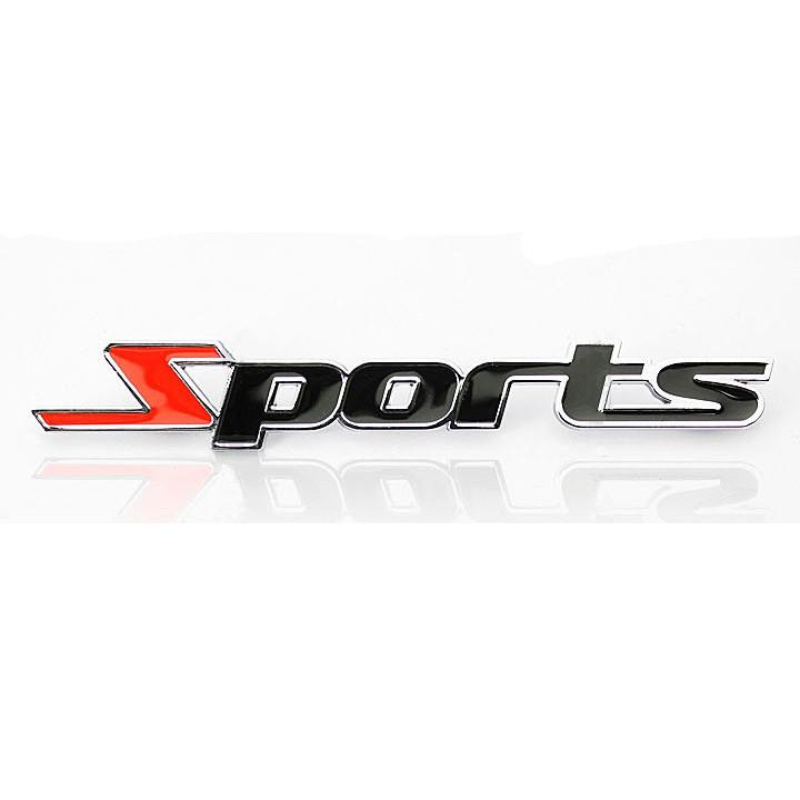 Logo SPORT kim loại chữ nổi trang trí ô tô xe máy