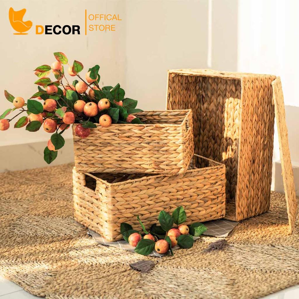 Giỏ Lục Bình Hình Chữ Nhật Size S/M/L Đựng Đồ, Trang Trí Decor Hàng Xuất Khẩu