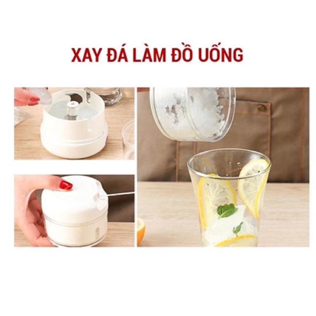 Máy xay tỏi ớt cầm tay Mini Food Chopper (máy trắng kéo tay)