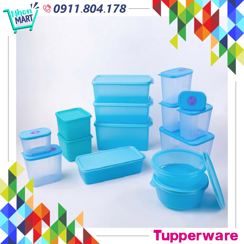 Set Hộp Đựng Thực Phẩm  [Tupperware ] Bộ 15 Hộp Trữ Mát Và Trữ Đông Thực Phẩm Blue Ocean (Âm20 – 80 ͦC) An Toàn