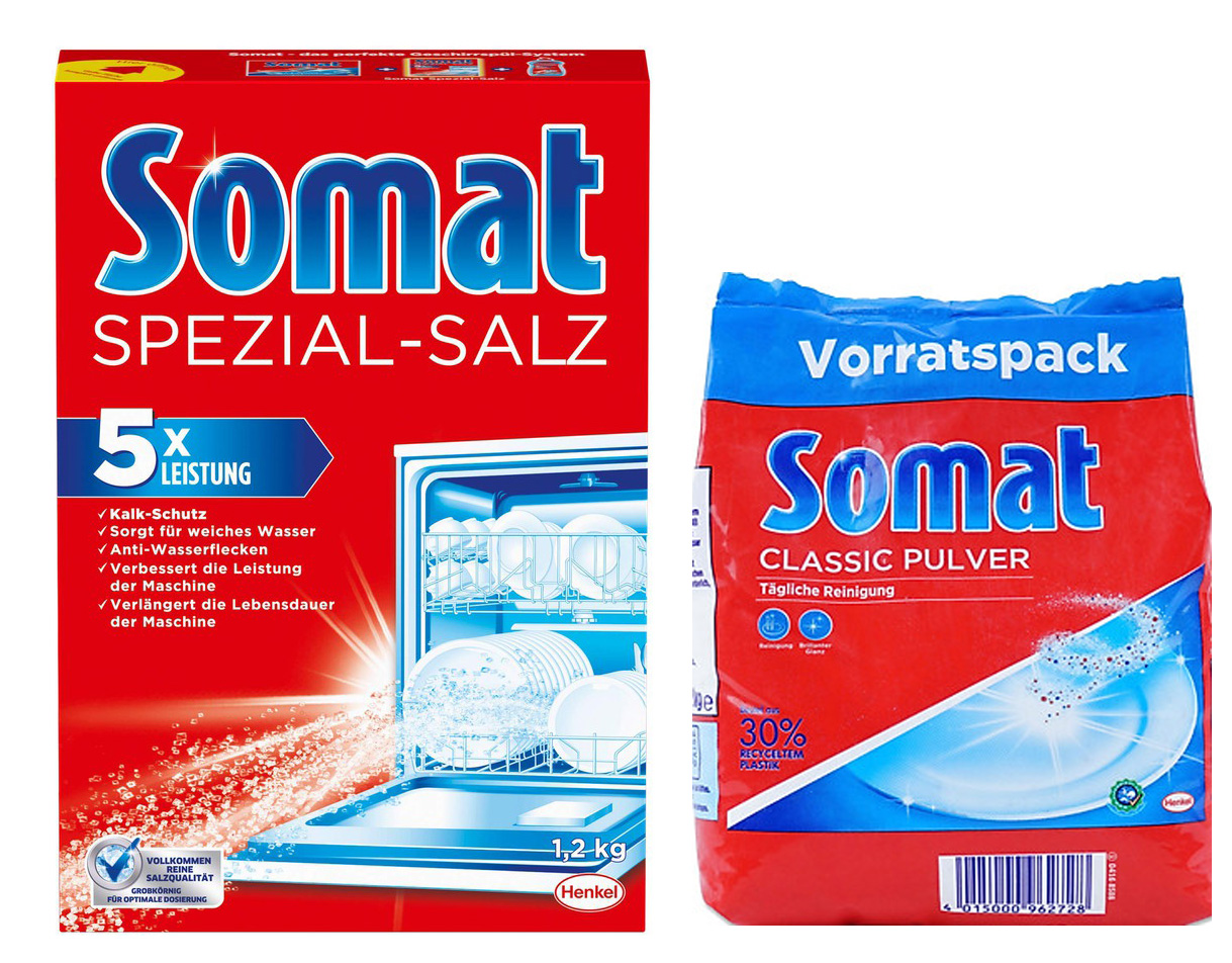 Combo 2 Muối Rửa Ly - Bát Somat Special Salt 1,2 Kg x 2 hộp - Đức