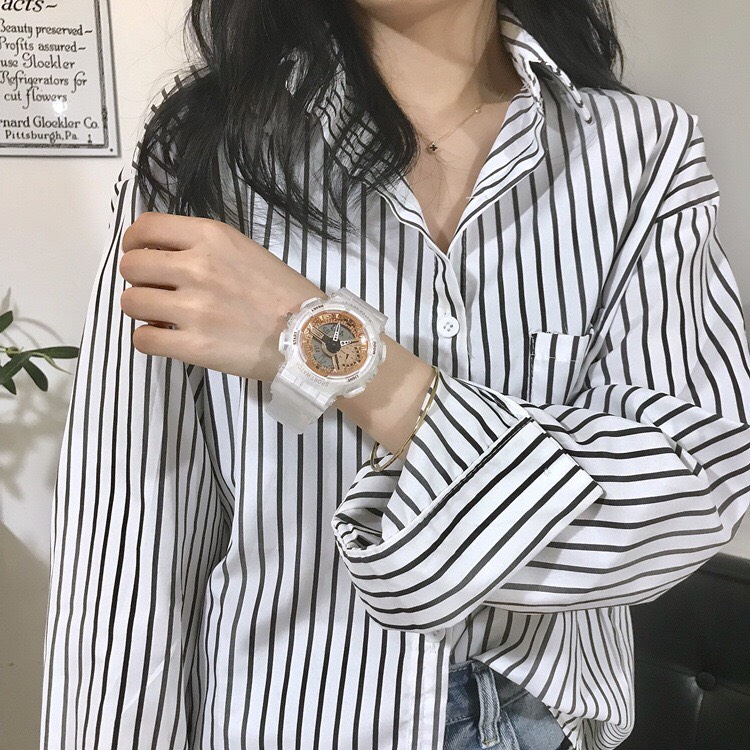 Đồng hồ thể thao nam nữ điện tử dây cao su chạy kim và điện tử chống nước chống xước tốt