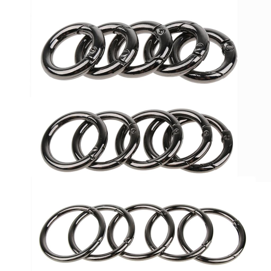 15pcs Zinc Alloy Round Spring Snap Hook Keychain Ring Buckle for Outdoor Camping Hiking