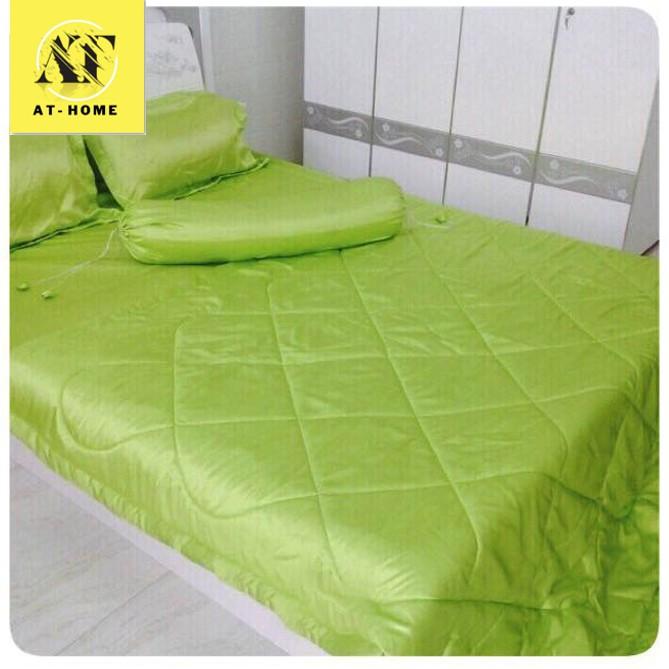 Bộ Chăn Trần Bông Ga Gối Phi Lụa 5 Món Cao Cấp LAN PHAM BEDDING - Màu Xanh Cốm