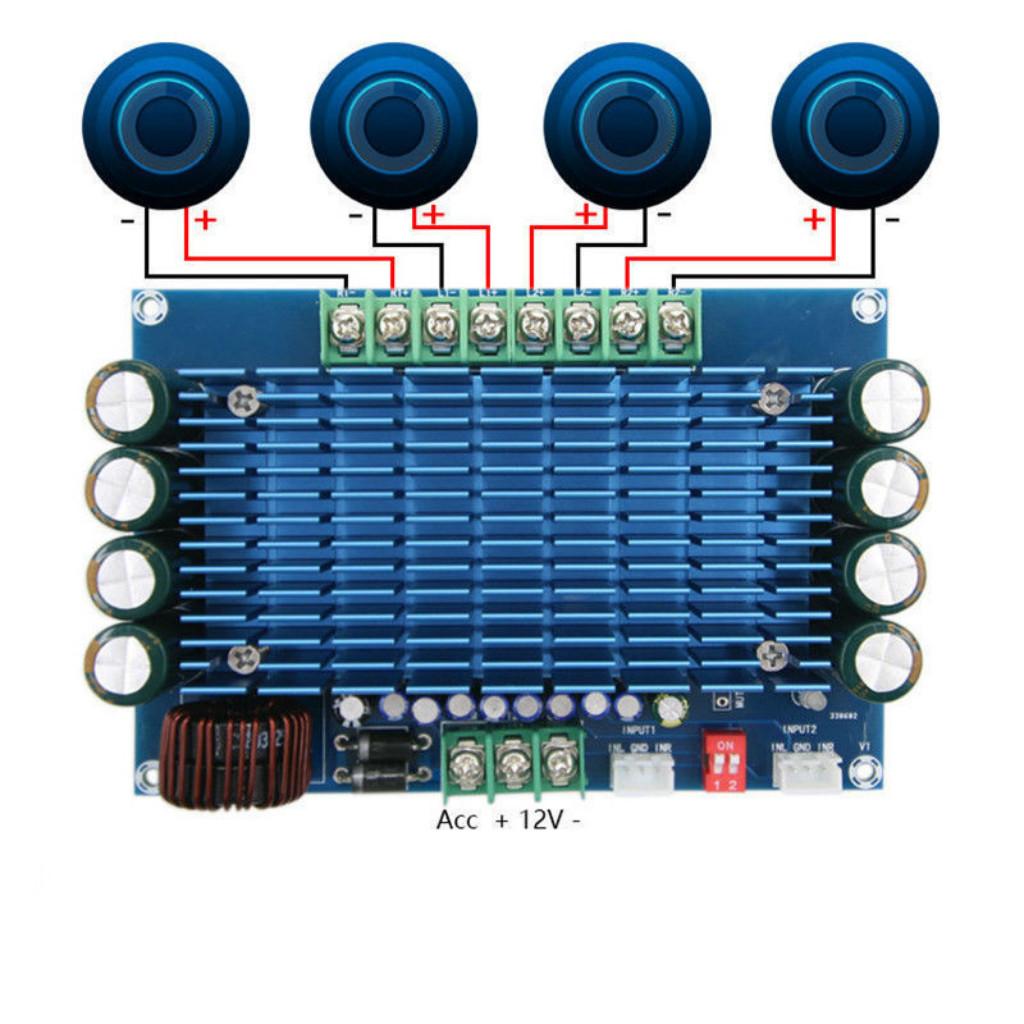 DC12V Large Power 4-Channels Car Audio ACC Digital Amplifier Board 50W X 4