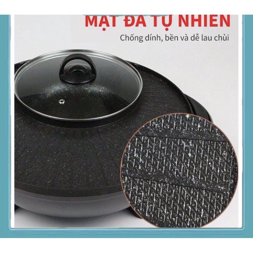 Bếp lẩu nướng 2 ngăn, Bếp nướng lẩu mini 2 trong 1, Nồi lẩu nướng Đa Năng Hàn Quốc