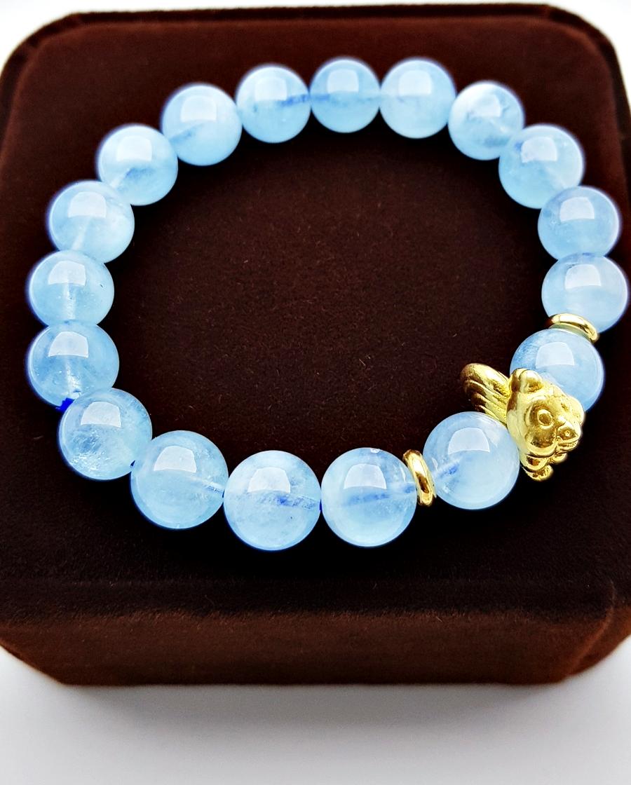 Vòng Tay Aquamarine Tuổi Dậu Đá Ngọc Biển Xanh