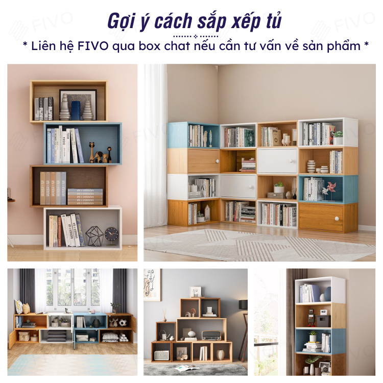 Kệ Sách Gỗ Đa Năng Gỗ MDF FIVO FB03, Có Tấm Lưng, Dễ Lắp Ráp, Nhiều Màu Sắc (60 x 30 x 36 cm) - Hàng Chính Hãng