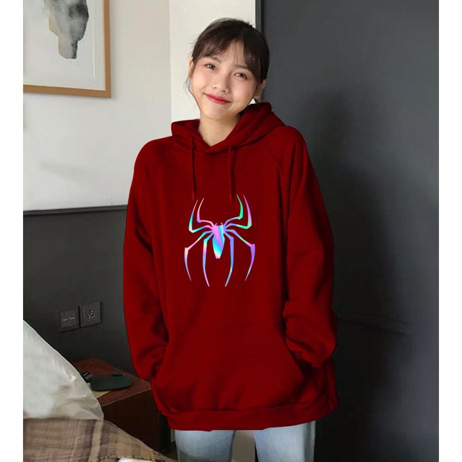 Áo hoodie Unisex dạ quang - Áo khoác nỉ phản quang họa tiết nhện con in cao cấp