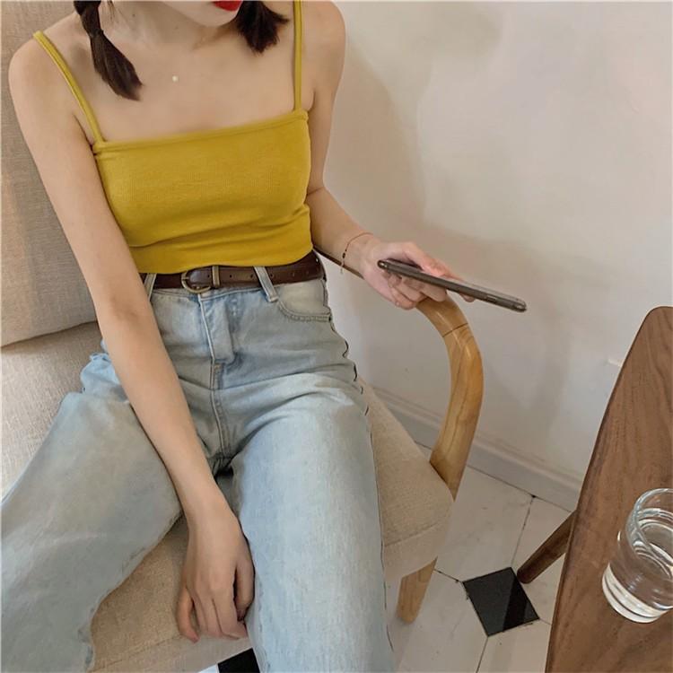 Áo thể thao bra hai dây bản to croptop màu đen CRA018
