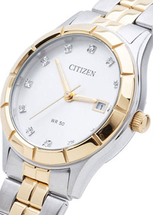 Đồng Hồ Nữ Citizen Đính Đá Swarovski Dây Thép Không Gỉ EU6044-51A - Mặt Trắng