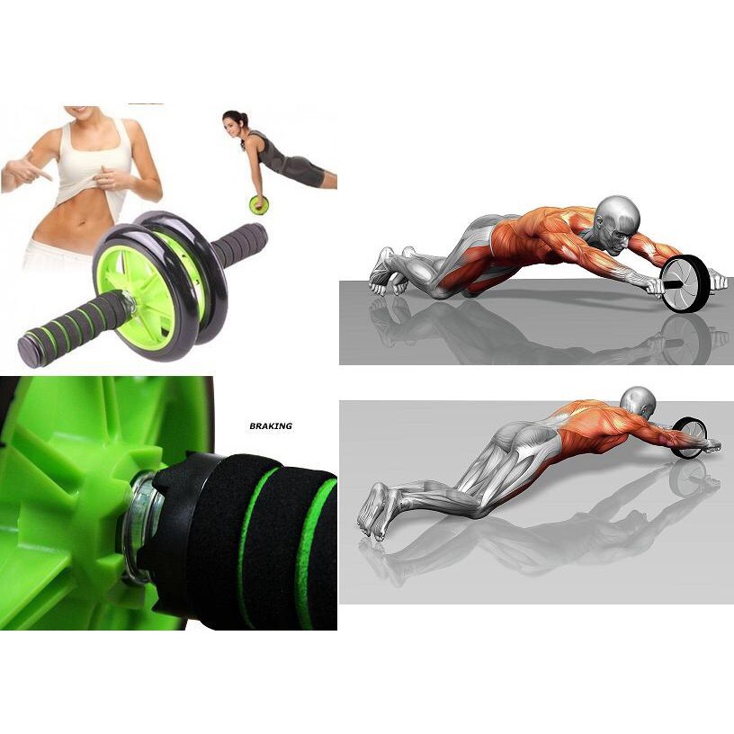 Con Lăn Tập Bụng Giảm Eo 2 Bánh AB Siêu Tiện Dụng Cao Cấp Tặng Kèm Thảm Lót Gối BX02