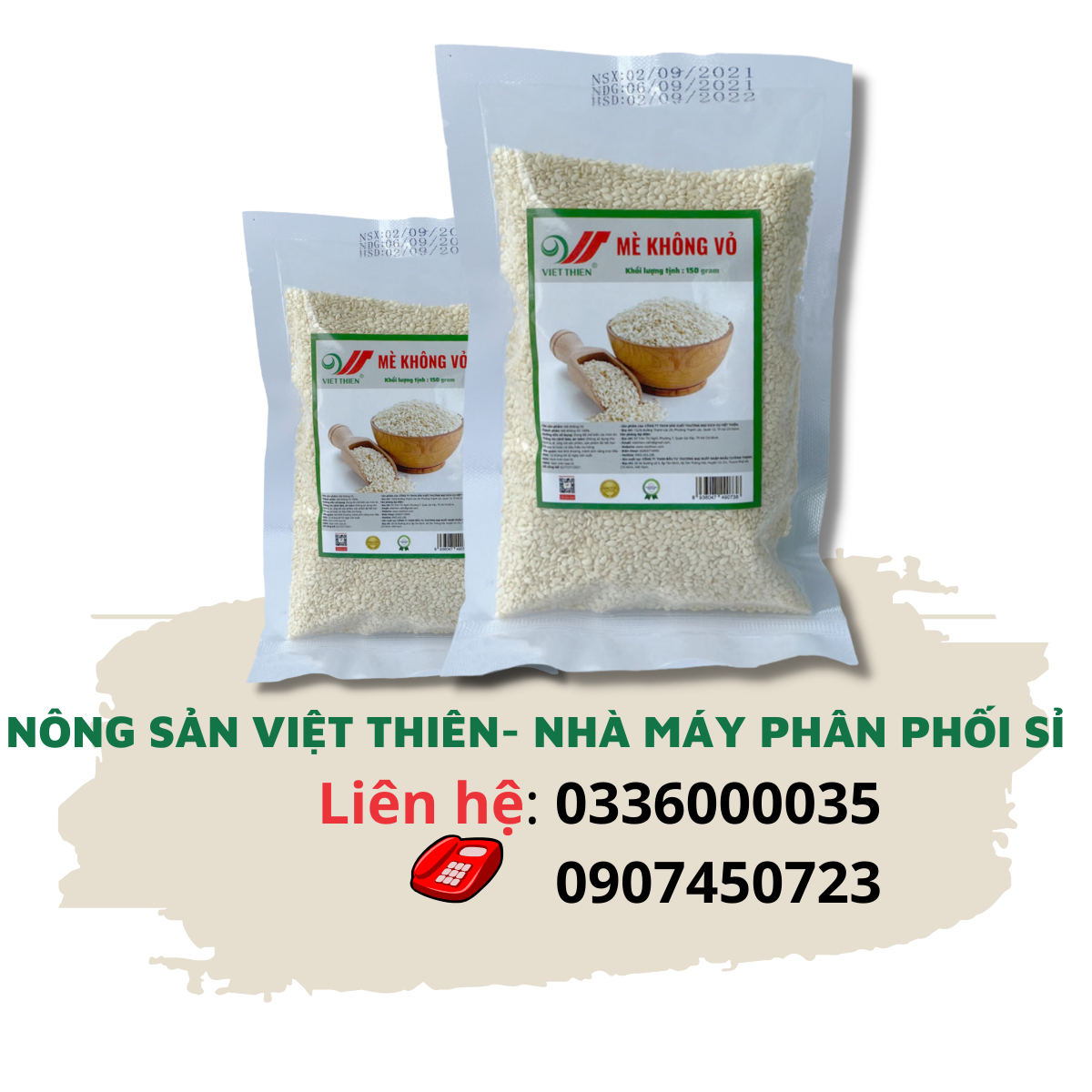 Mè không vỏ Việt Thiên 150g, nhà máy sản xuất và phân phối nông sản Việt Thiên, giá rẻ