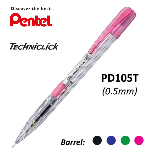 Bút Chì Kim Pentel Bấm Thân Giữa PD105T (0.5mm) Và PD107T (0.7mm) | Thiết Kế Thân Trong Đẹp Mắt