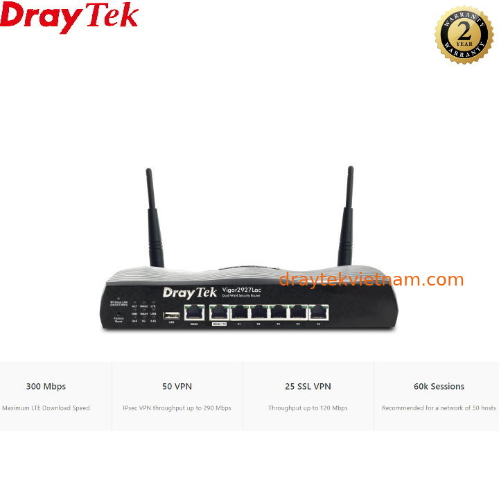 Router 4G LTE DrayTek Vigor2927Lac - Hàng chính hãng