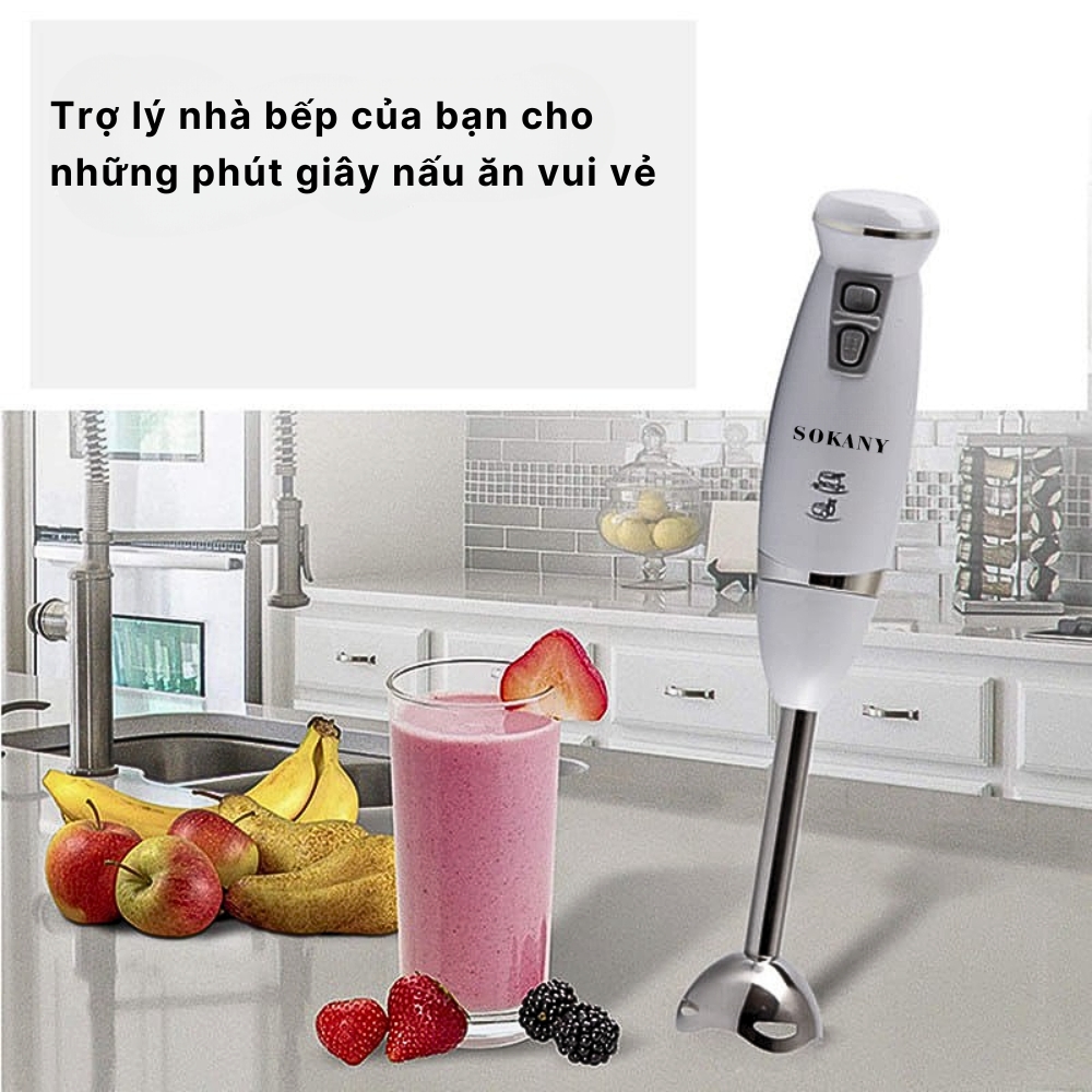 Máy xay cầm tay SOKANY HB-250A công suất 300W lưỡi dao inox siêu bén xay thịt, sinh tố, cháo, gạo - HÀNG CHÍNH HÃNG - DELIYA