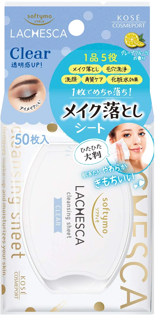 Khăn Giấy Tẩy Trang Lachesca Giúp Dưỡng Trắng Da Softymo Lachesca Cleansing Sheet n Clear 50 Tờ / Hộp