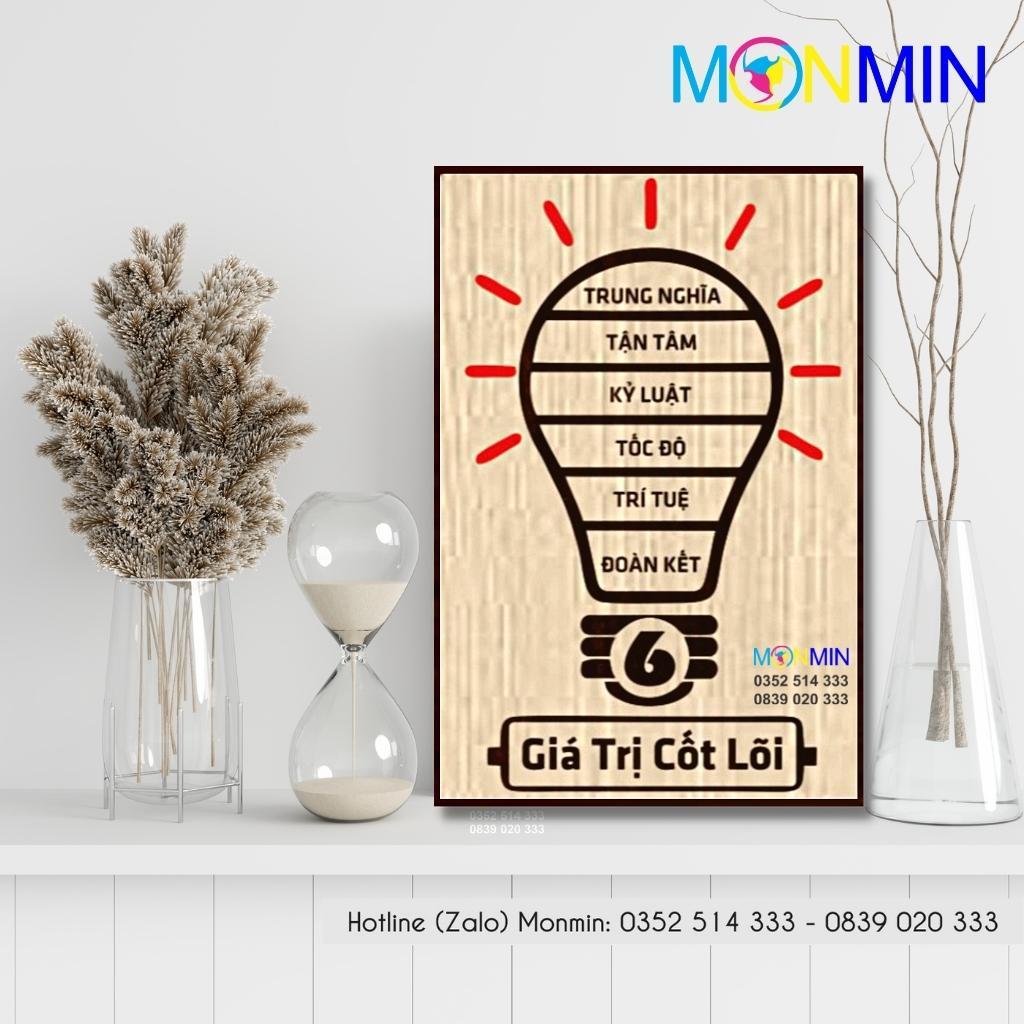 Tranh gỗ slogan tạo động lực Monmin M137 - Giá Trị Cốt Lõi