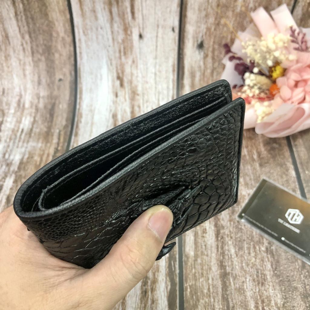 Bóp Nam Da Tay Cá Sấu Thật Màu Đen