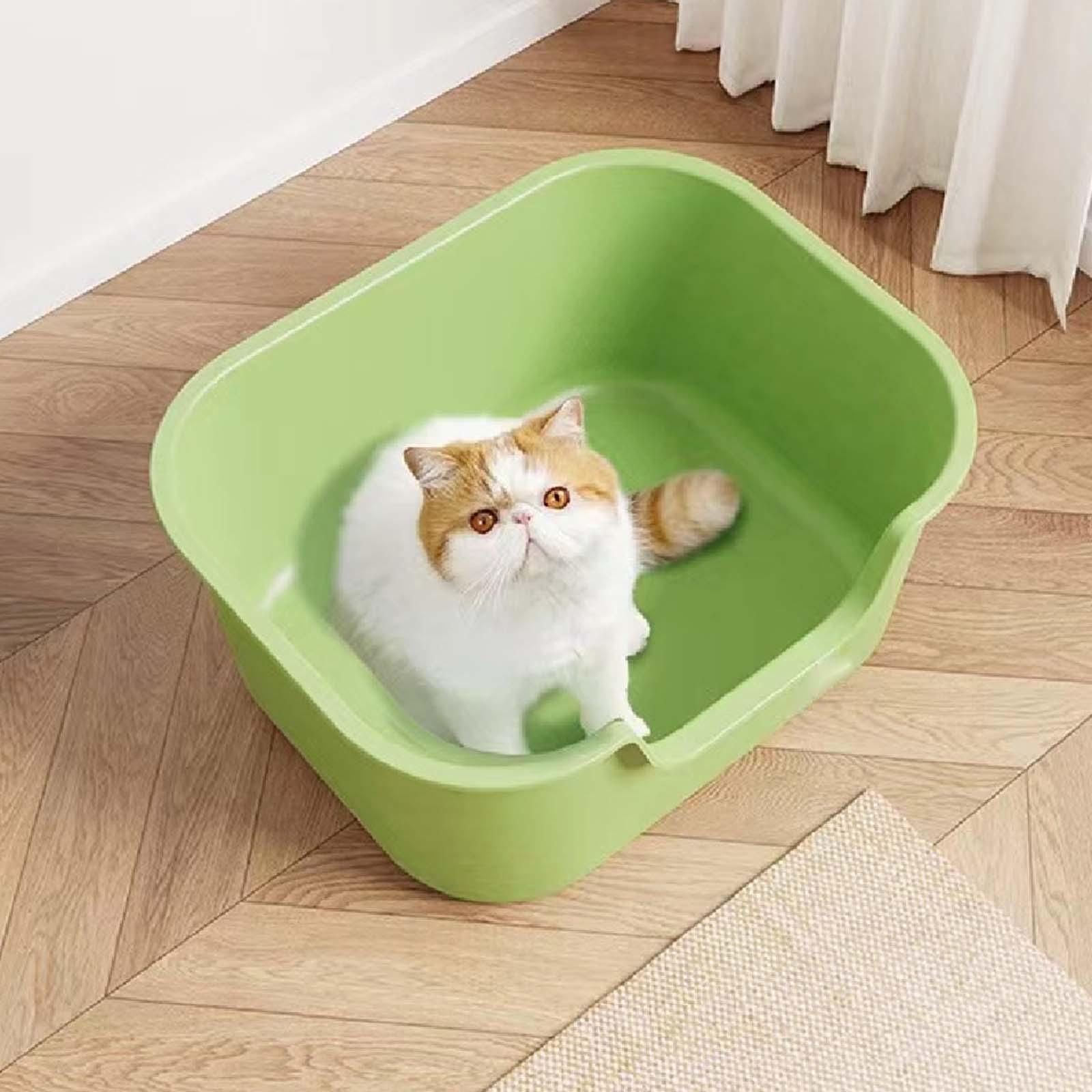 Open  Box Portable Splashproof Cat Litter Tray for Indoor Cats