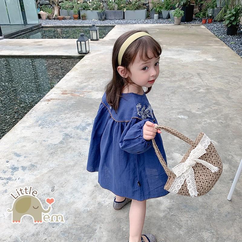 Váy bé gái Cotton _ Cổ viền thêu