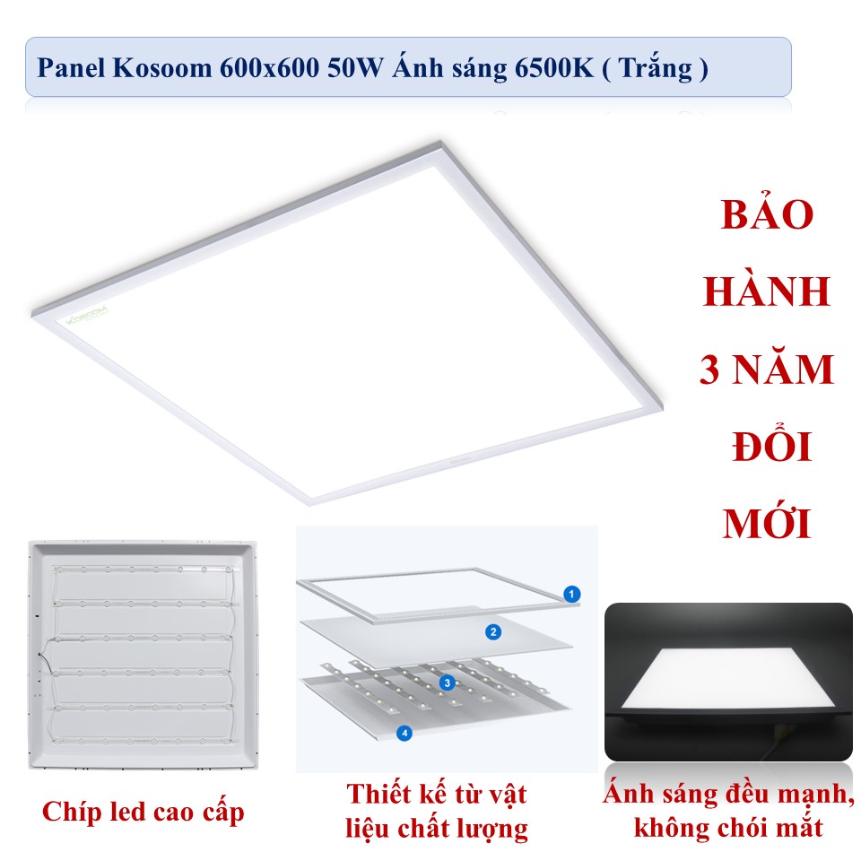 Đèn led Panel Kosoom 600*600 Công suất 50W ánh sáng trắng/trung tính