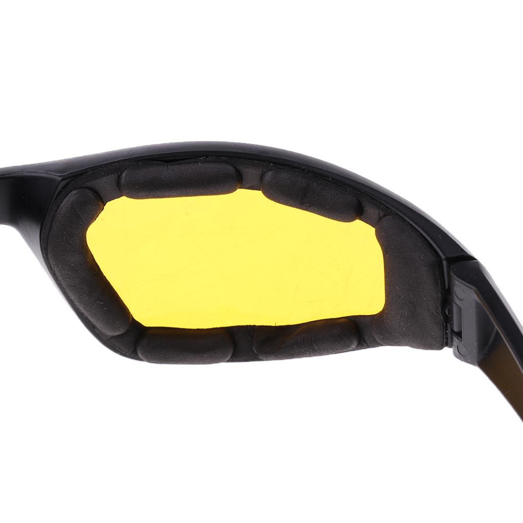 2xMotorcycle Windproof Dustproof Riding Glasses Padded Comfortable Yellow