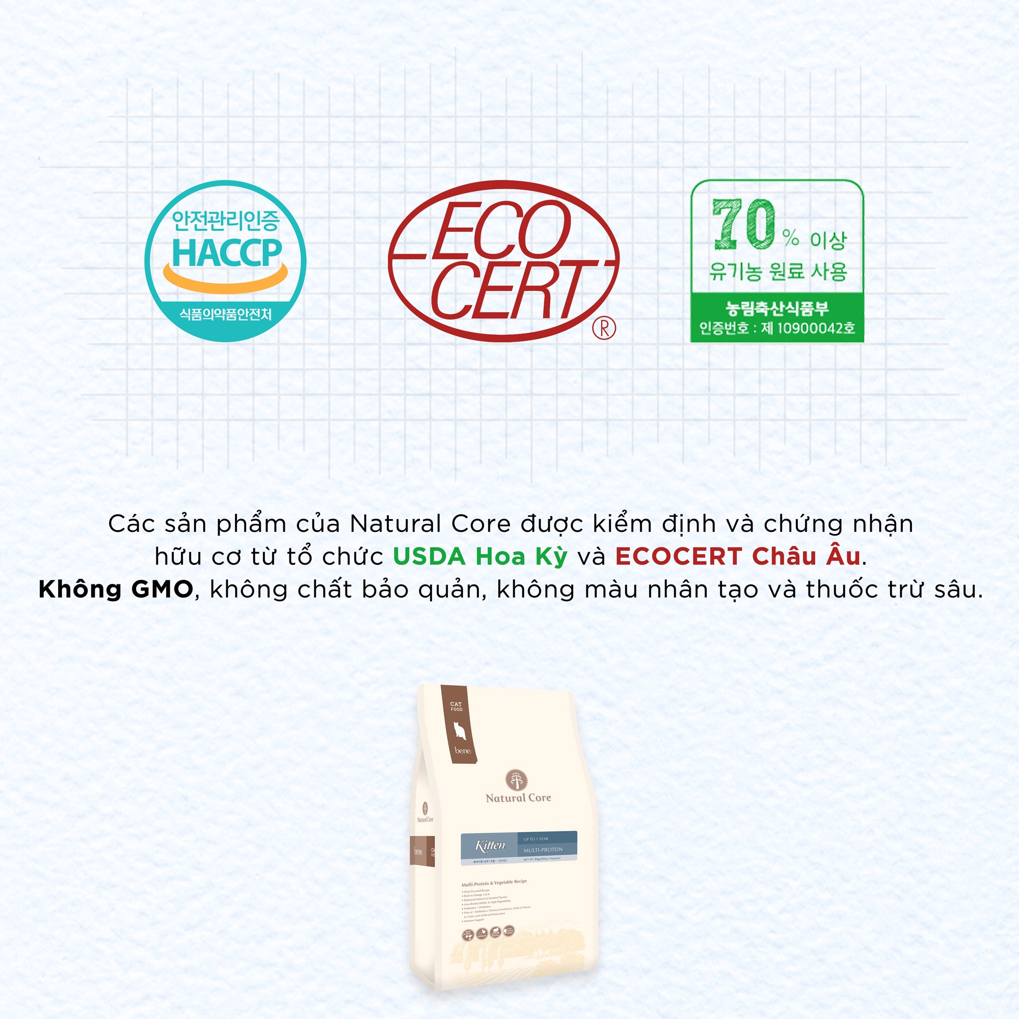 HẠT MÈO CON - NATURAL CORE C1 KITTEN THỊT GÀ & CÁ HỒI - SẢN PHẨM HÀN QUỐC