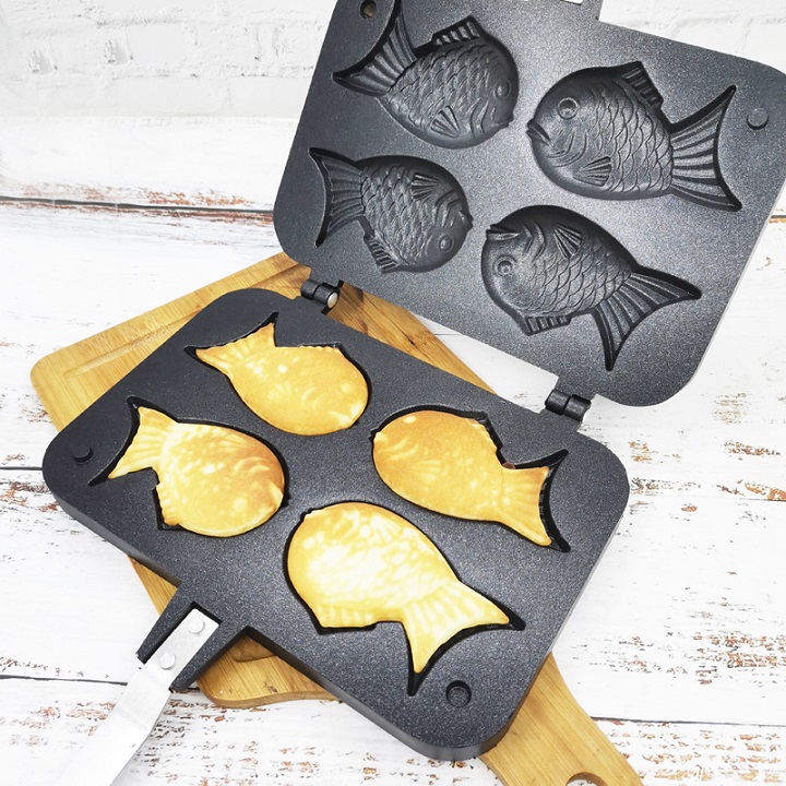 Khuôn Nướng Bánh Cá 4 Con 10 x 5 cm Taiyaki Chống Dính Pan Waffer maker